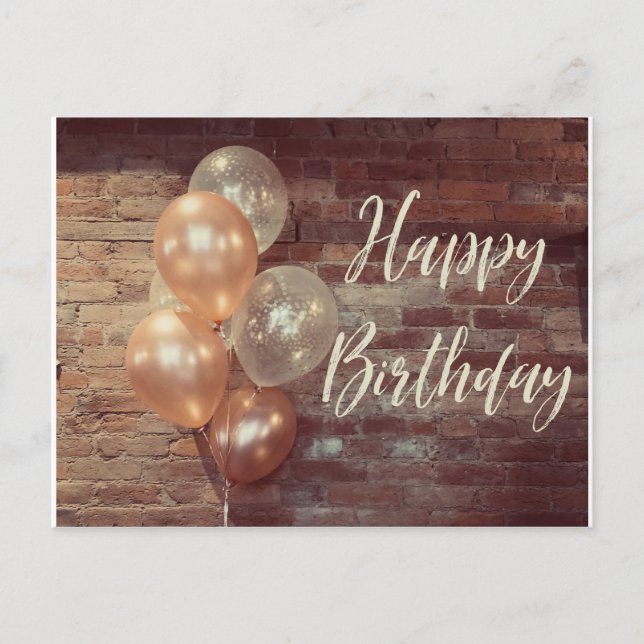 Cute Happy Birthday Balloon Postcard (Front)