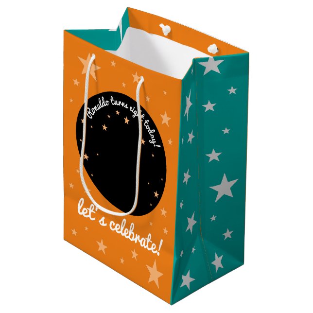 Cute Happy Birthday Boy Alpacas in Teal Serapes Medium Gift Bag (Front Angled)