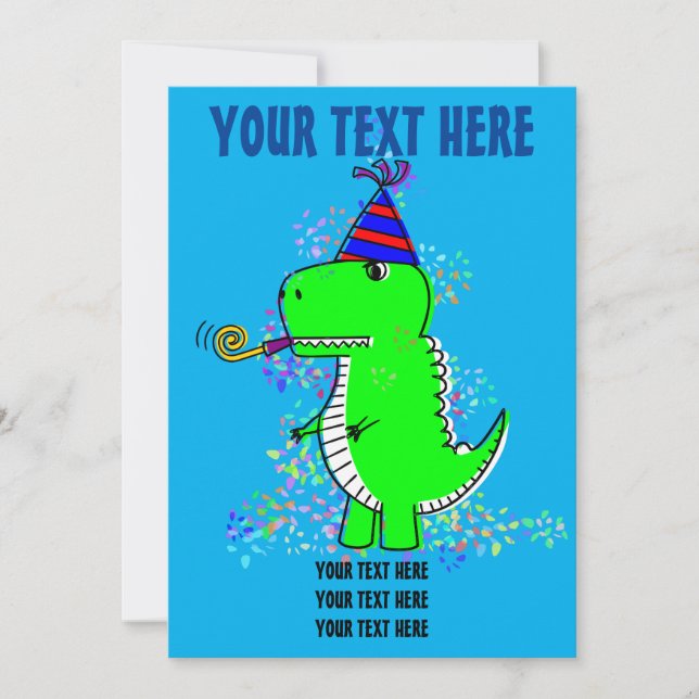 Cute Happy Birthday Dinosaur Confetti  Invitation (Front)