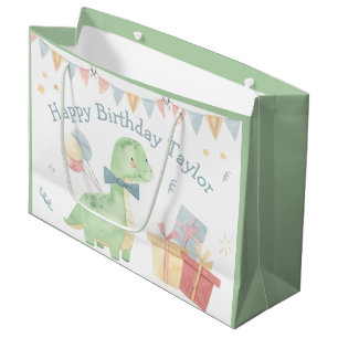 Cute Happy Birthday Dinosaur Party Large Gift Bag