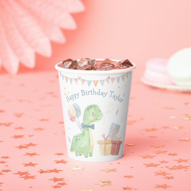 Cute Happy Birthday Dinosaur Party   Paper Cups (Insitu)
