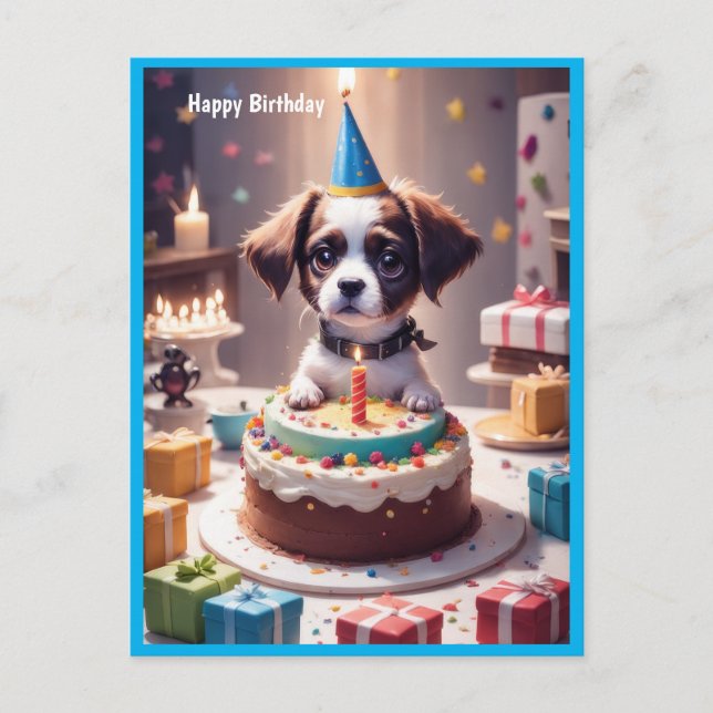 Cute Happy Birthday Dog Postcard (Front)
