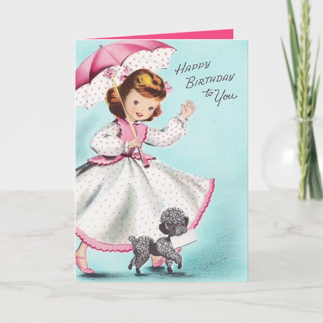 Cute Happy Birthday girl add message Card (Front)