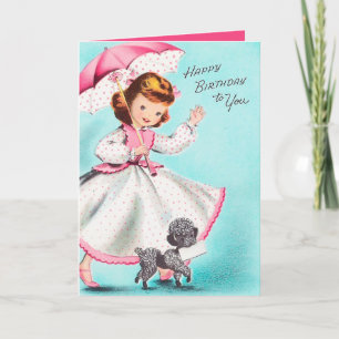 Cute Happy Birthday girl add message Card