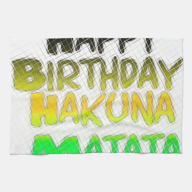 Cute Happy Birthday Hakuna Matata eco Inspirationa Tea Towel (Horizontal)