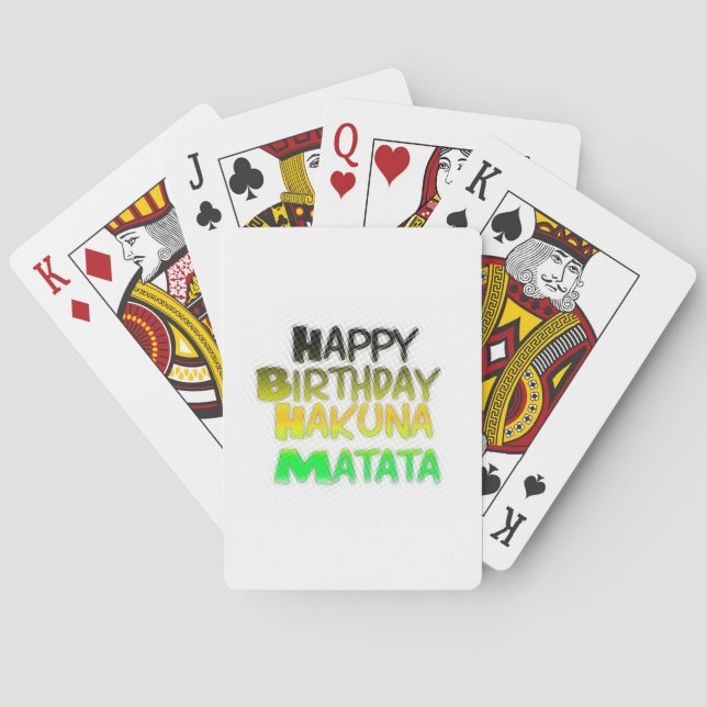 Cute Happy Birthday Hakunamatata Inspirational Art Playing Cards (Back)