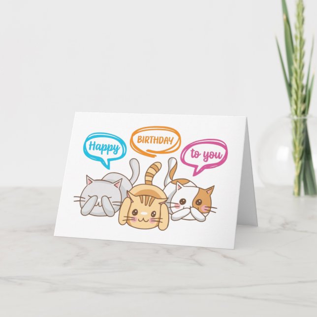 Cute Happy Birthday Kittens Funny Cat Lover Card (Front)