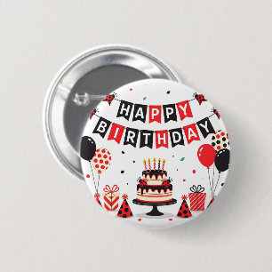 Cute Happy Birthday ladybug theme 6 Cm Round Badge