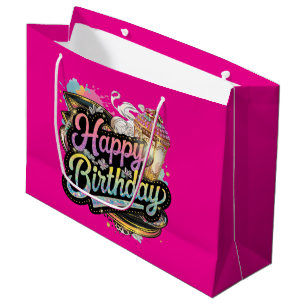 Cute Happy Birthday lady's party Large Gift Bag