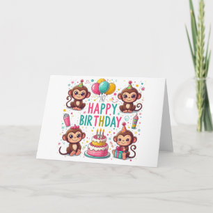 Cute Happy Birthday Monkey Card