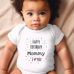 Cute Happy Birthday Mummy Baby Bodysuit<br><div class="desc">Celebrate Mummy's special day in style with our adorable "Happy Birthday Mummy" baby bodysuits! These cute and comfy outfits are perfect for dressing your little one to join in the birthday festivities. Each bodysuit features charming designs and sweet messages that will melt Mummy's heart on his big day. Whether you're...</div>