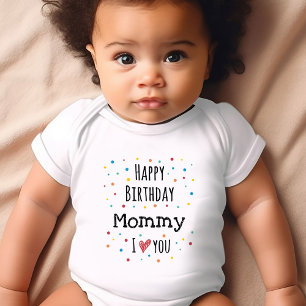 Cute Happy Birthday Mummy Baby Bodysuit