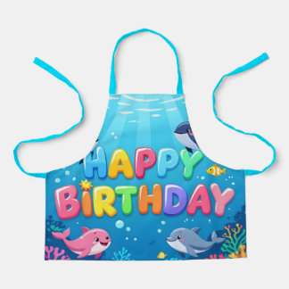 Cute Happy Birthday nautical dolphin Apron
