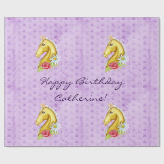 Cute "Happy Birthday" Palomino Horse Birthday Wrapping Paper