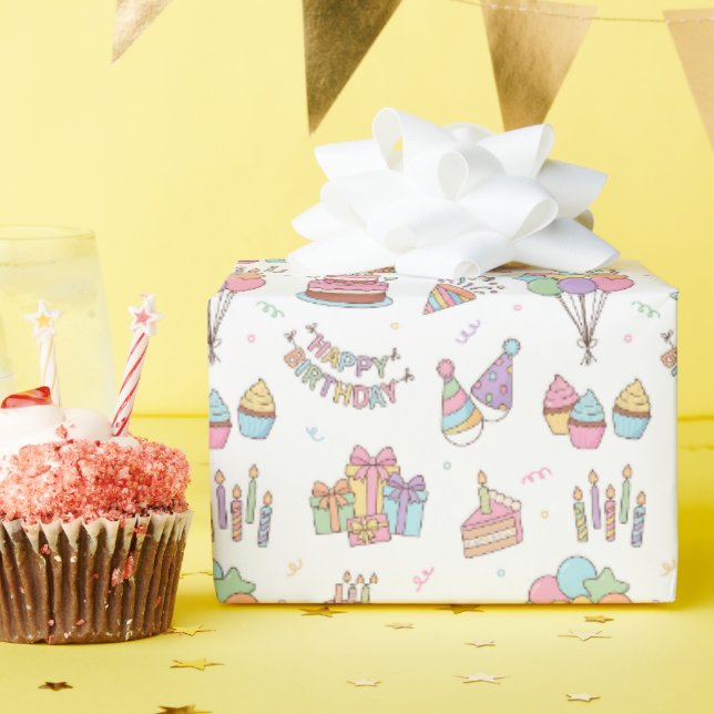 Cute Happy Birthday Pattern Wrapping Paper (Birthday Party)