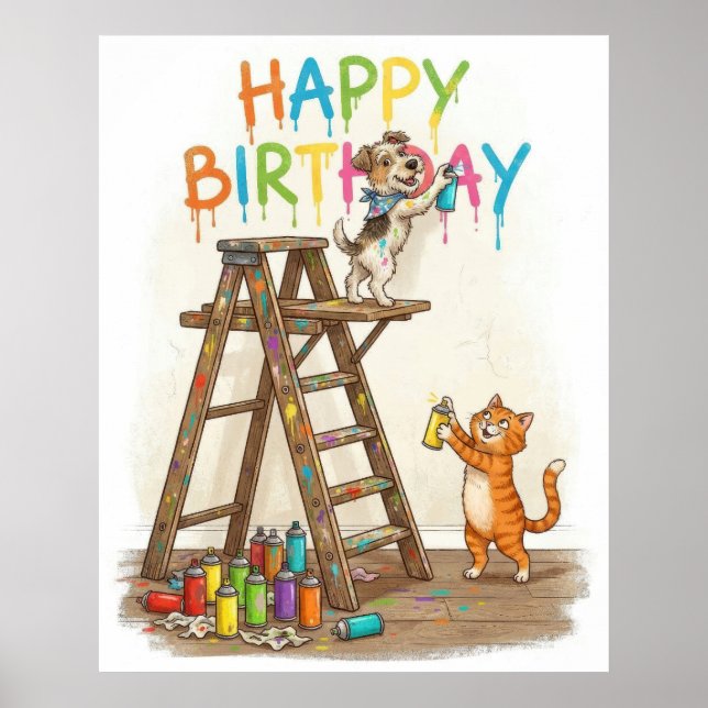 Cute Happy Birthday Poster (Front)