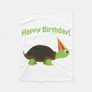Cute Happy Birthday! Turtle Fleece Blanket