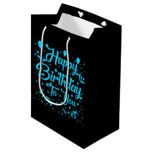 Cute Happy Birthday unisex word art Medium Gift Bag