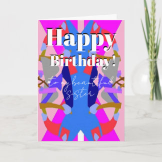 cute happy birthday wish to sister card