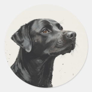 Cute Happy Black Labrador Dog Pet Animal Classic Round Sticker