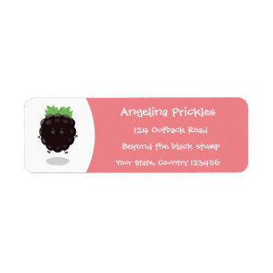 Cute happy blackberry purple cartoon illustration