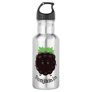 Cute happy blackberry purple cartoon illustration 532 ml water bottle