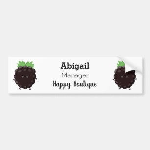 Cute happy blackberry purple cartoon illustration bumper sticker