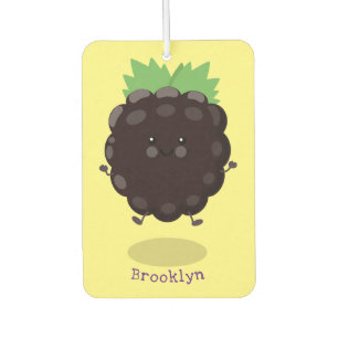 Cute happy blackberry purple cartoon illustration car air freshener