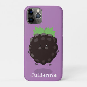 Cute happy blackberry purple cartoon illustration Case-Mate iPhone case