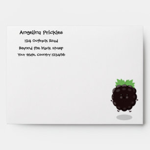 Cute happy blackberry purple cartoon illustration envelope