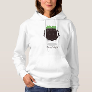 Cute happy blackberry purple cartoon illustration  hoodie