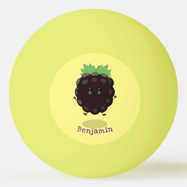 Cute happy blackberry purple cartoon illustration ping pong ball (Front)