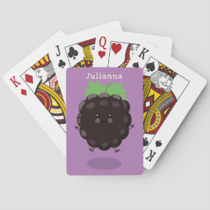 Cute happy blackberry purple cartoon illustration playing cards
