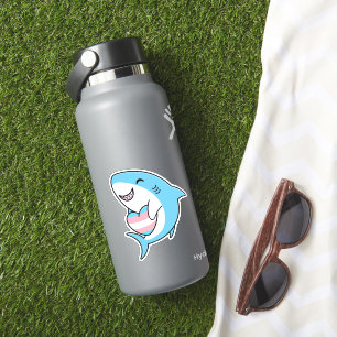 Cute Happy Blahaj Blue Shark Holding Trans Heart