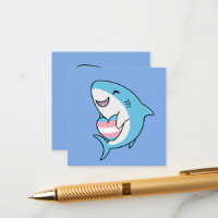 Cute Happy Blahaj Blue Shark Holding Trans Heart