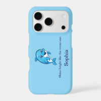 Cute Happy Blue Dolphin Cartoon Sea Creature