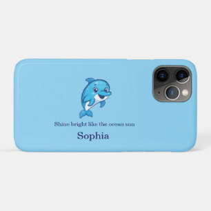 Cute Happy Blue Dolphin Cartoon Sea Creature Case-Mate iPhone Case