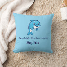 Cute Happy Blue Dolphin Cartoon Sea Creature