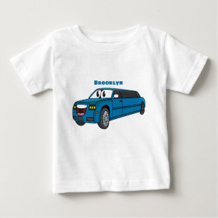 Cute happy blue Limousine cartoon car Baby T-Shirt