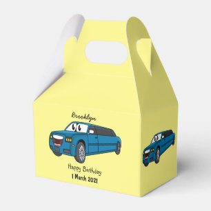 Cute happy blue Limousine cartoon car Favour Box