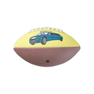 Cute happy blue Limousine cartoon car Football