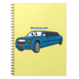 Cute happy blue Limousine cartoon car Notebook