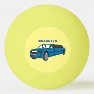 Cute happy blue Limousine cartoon car Ping Pong Ball