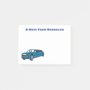 Cute happy blue Limousine cartoon car Post-it Notes