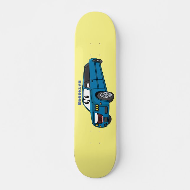 Cute happy blue Limousine cartoon car Skateboard (Front)