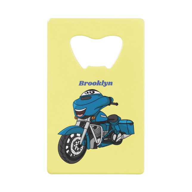 Cute happy blue motorcycle cartoon (Front)