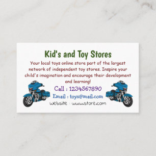 Cute happy blue motorcycle cartoon business card