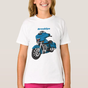 Cute happy blue motorcycle cartoon T-Shirt