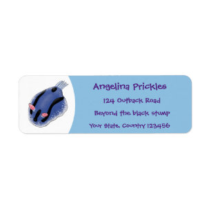 Cute happy blue nudibranch cartoon illustration