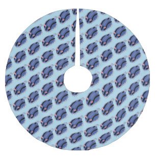 Cute happy blue nudibranch cartoon illustration brushed polyester tree skirt